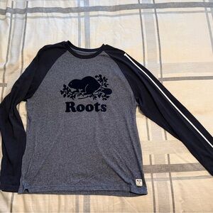 Roots Long Sleeve Tee - Navy and Heather Gray